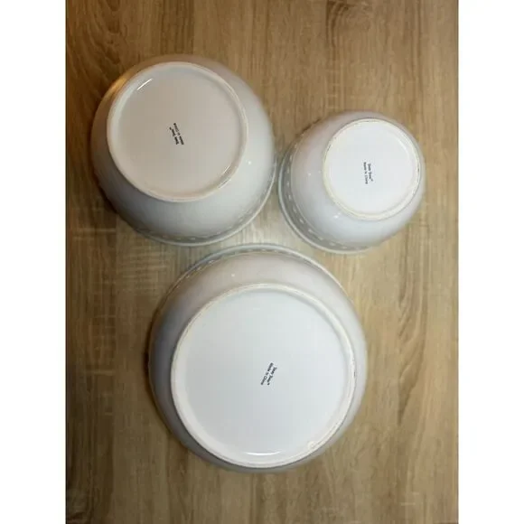 Totally Today White Embossed Nesting Bowls Minimalist French Country Cottagecore - Picture 4 of 11